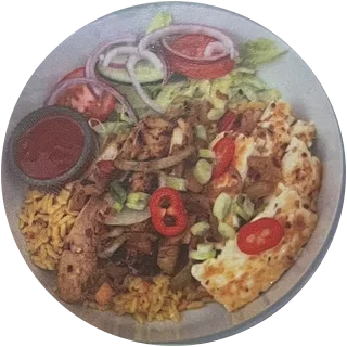 A Build a Box with savoury rice, chicken, halloumi, salad and sauce